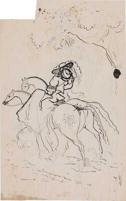 Бехтеев Владимир Георгиевич. Лот из 19 иллюстраций к роману Т. Готье «Девица Мопен» на 16 листах, на оборотной стороне наброски (для издательства Academia)